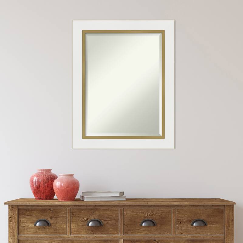 Beveled Wall Mirror - Eva White Gold Frame - Eva White Gold