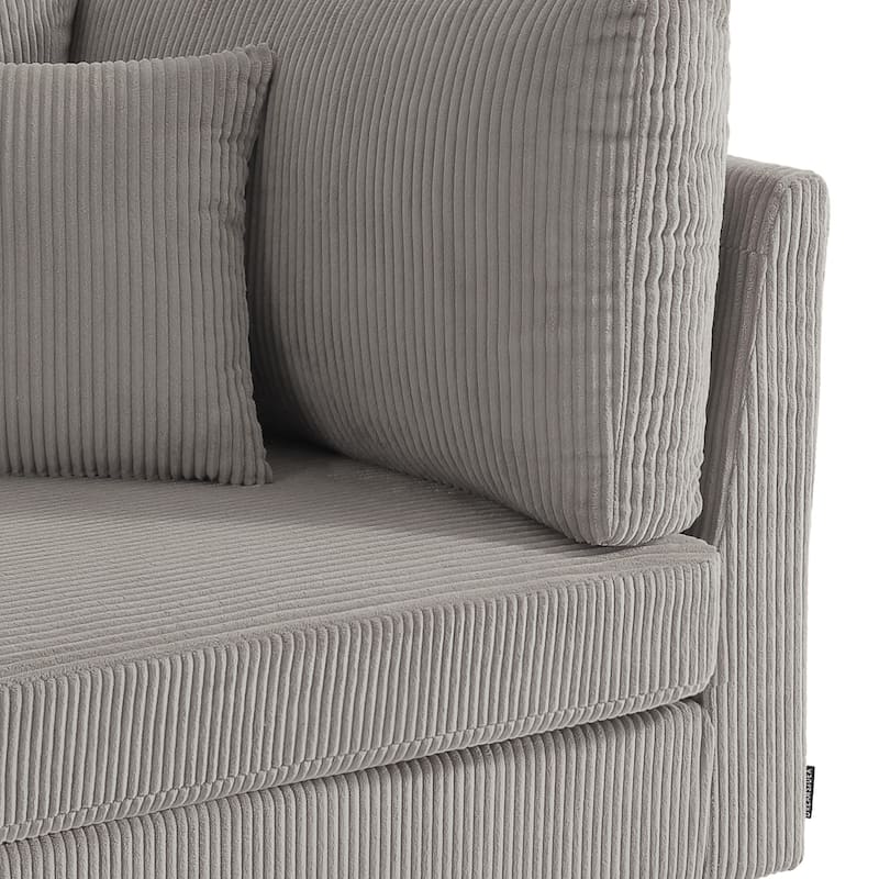 5-Piece Modern Comfy Corduroy Modular Sectional Sofa with Ottoman