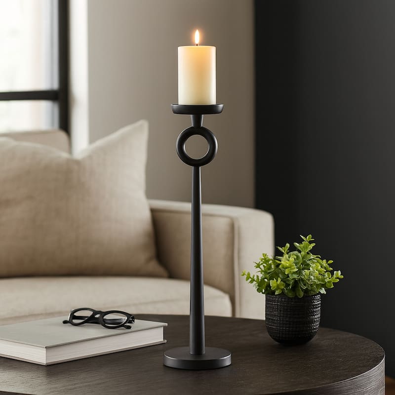 Metal Modern Narrow Candle Holder - Black