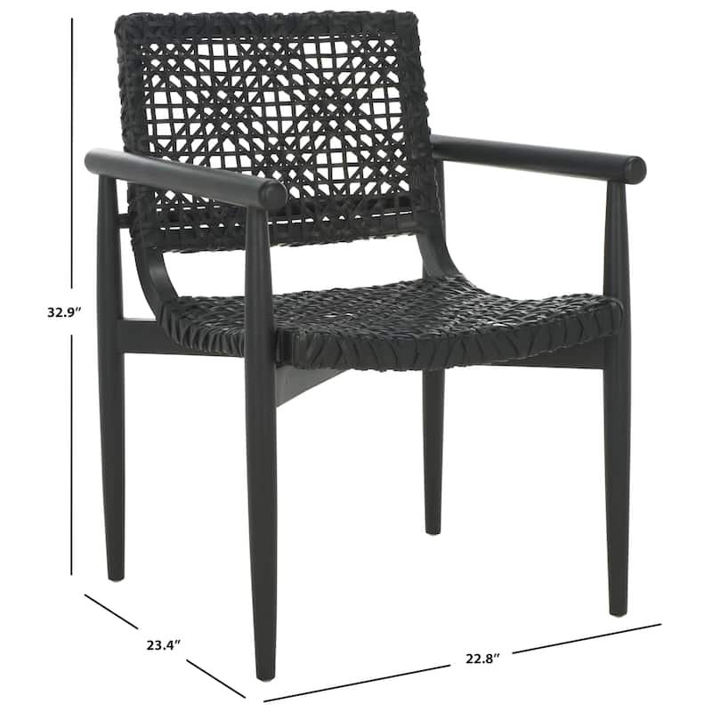 SAFAVIEH Clarissa Solid Wood & Leather Accent Chair (Fully Assembled) - W23" x D23" x H33" - 23Wx23Dx33H