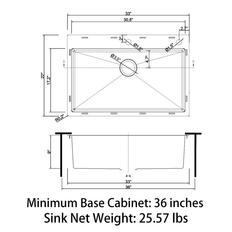 Sinber Drop in Single Bowl 304 Stainless Steel Kitchen Sink