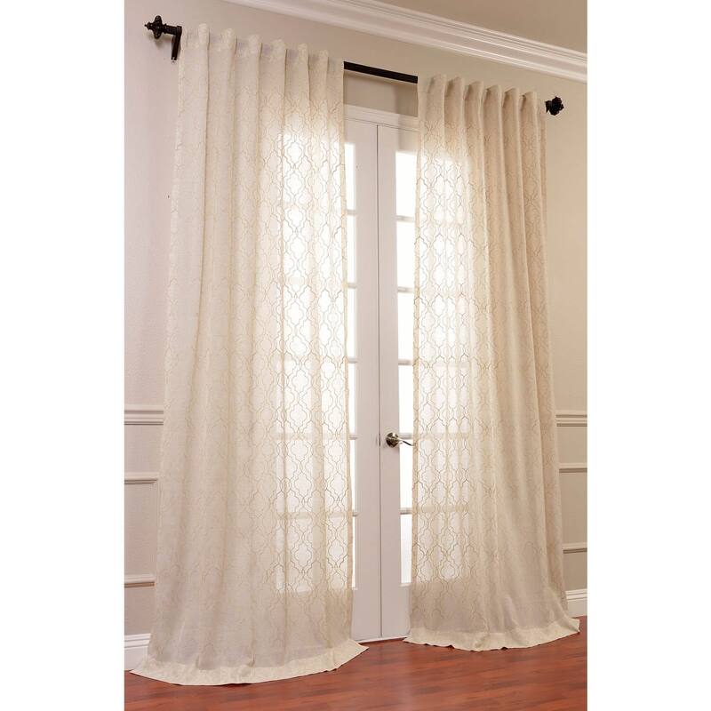 Exclusive Fabrics Saida Embroidered Faux Linen Sheer Curtain (1 Panel)