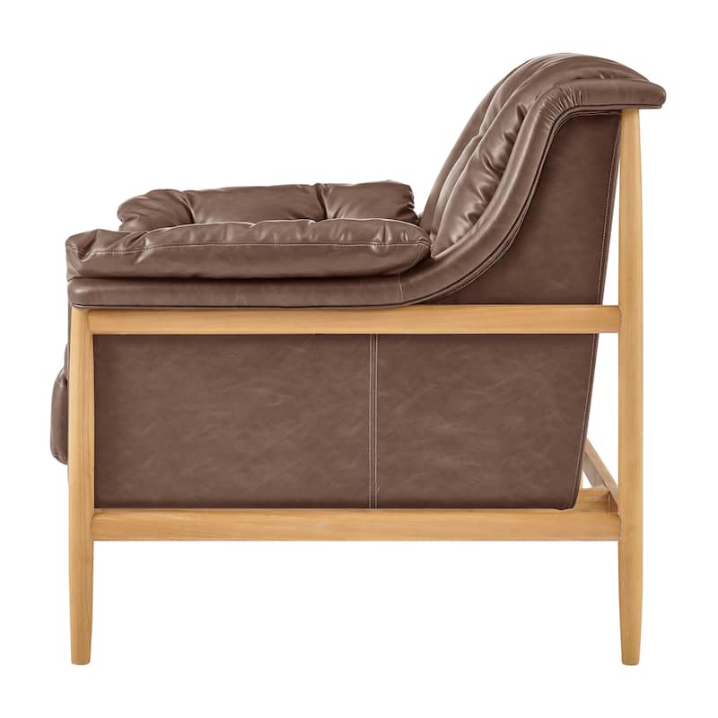NPD Furniture Larry Faux Leather Tufted Accent Arm Chair