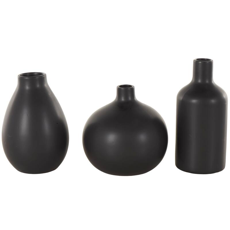 White or Black Ceramic Minimalistic Decorative Vase with Varying Shapes (Set of 3)