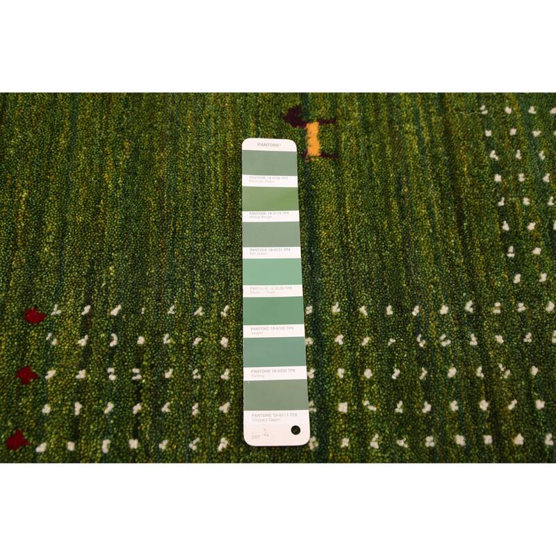 ECARPETGALLERY Hand Loomed Kashkuli Gabbeh Green Wool Rug - 5'0 x 7'11