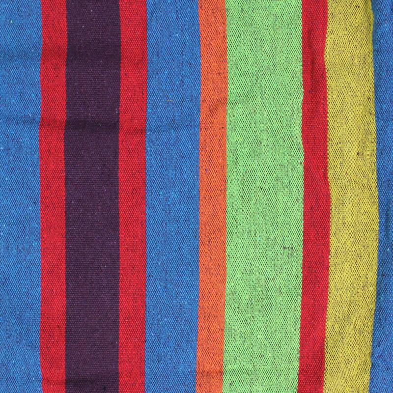72" Yellow and Blue Striped Woven Double Brazilian Hammock - 73"