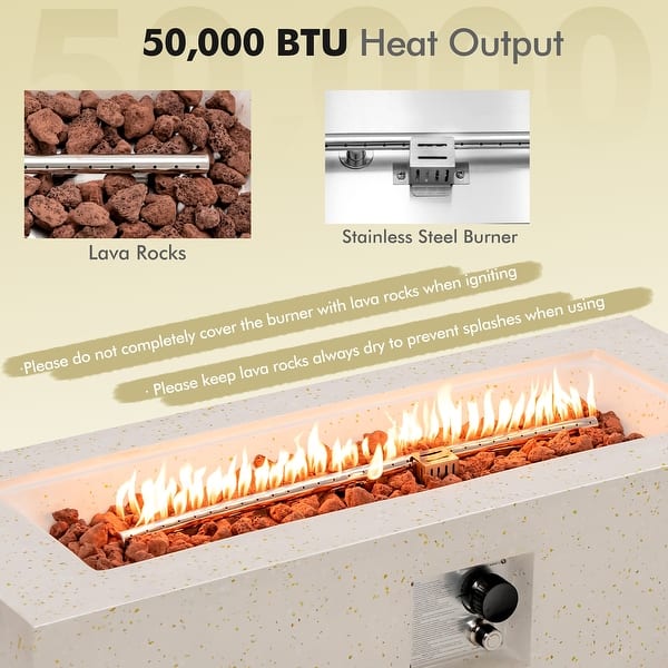 42'' Terrazzo Fire Pit Table 50,000 BTU Rectangle Propane Fire Pit