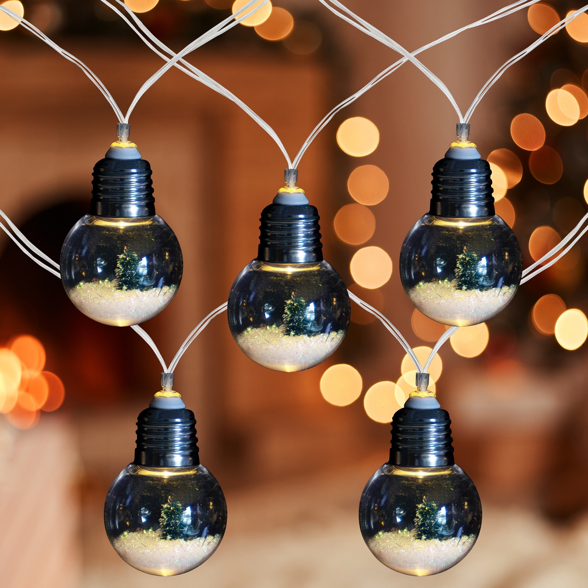 10ct Battery Operated LED Christmas Trees in Warm White Bulbs 4.25ft Clear Wire - 4.25'