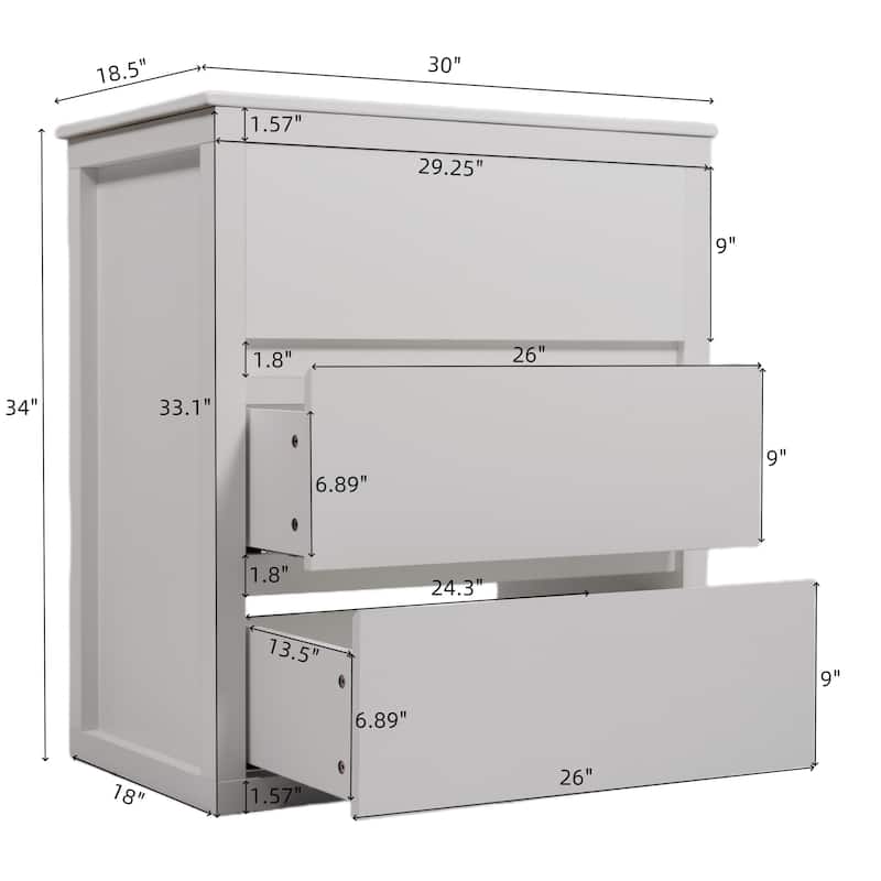 30"Bathroom Vanity with Ceramic Sink and 2 Drawers, Freestanding Vanity with Smooth Drawer Slides & Waterproof Finish