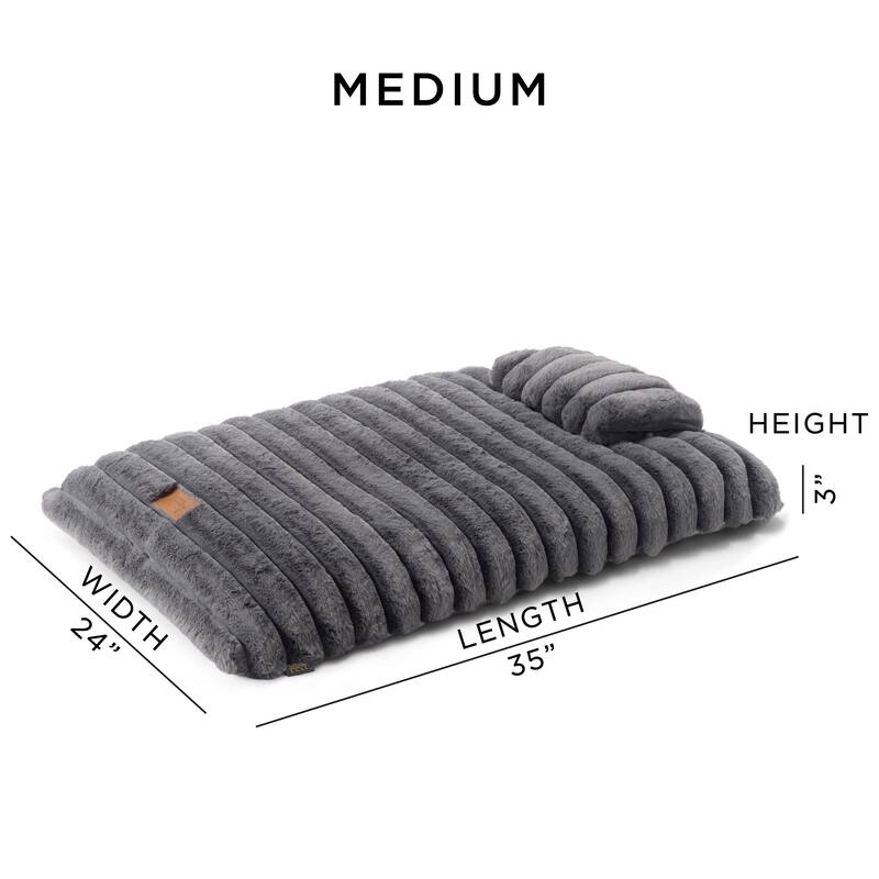 TOWN & COUNTRY LUXE CuddleTown Ribbed Bubble Stripe Pillow Crate Mat Pet Bed Dark Grey XS Dogs