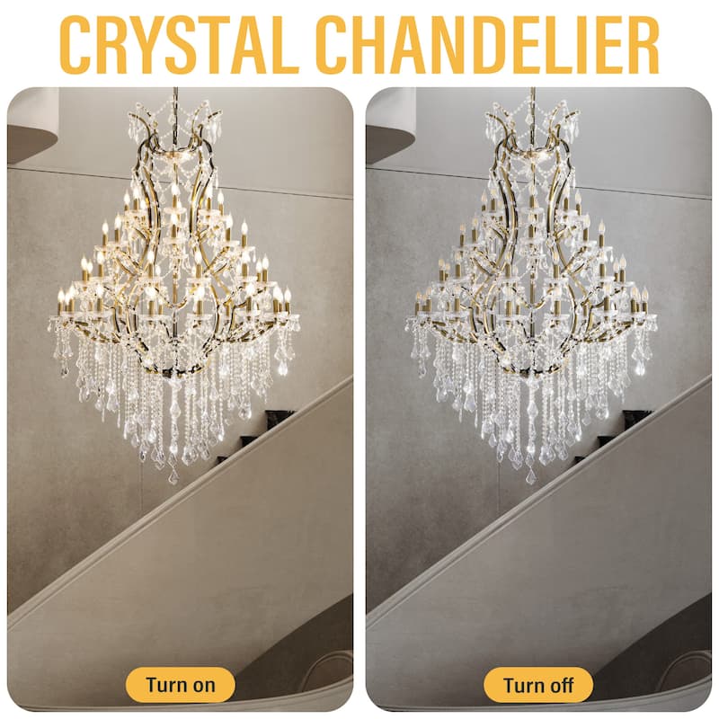 KAYLA Large Crystal Chandelier 28-49in Chandelier Light Fixture Modern Maria Theresa Crystal Chandeliers