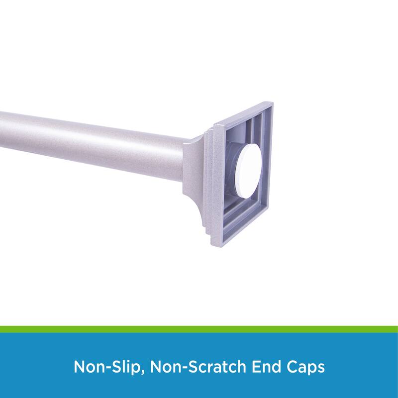 Kenney Twist & Fit No Tools Square End Camlock Tension Shower Curtain Rod, 42-72" - Polished Pewter