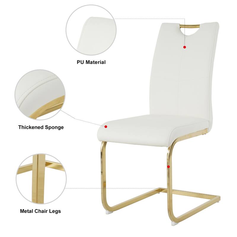 Set of 4 Modern Faux Leather Dining Chairs with Metal Legs