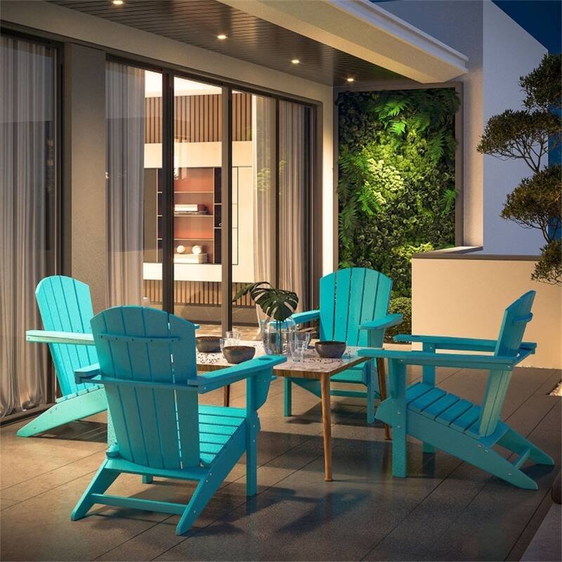 Reclining Adirondack Chair with Wide Armrests and Slatted Design for Outdoor Spaces - 29.5" W x 34.25" D x 35.5" H