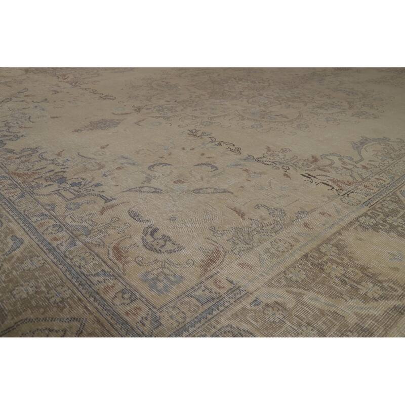 Medallion Tabriz Persian Vintage Rug Hand-Knotted Wool Carpet - 9'9" x 12'8"