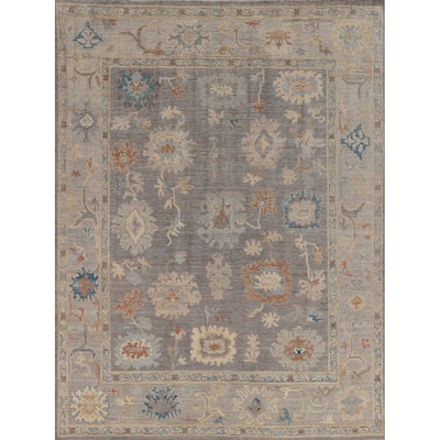 Hand Knotted Oriental 100% Wool Carpet Transitional All-Over Greys & Charcoal Oushak Area Rug - 9' 9'' X 8' 3''