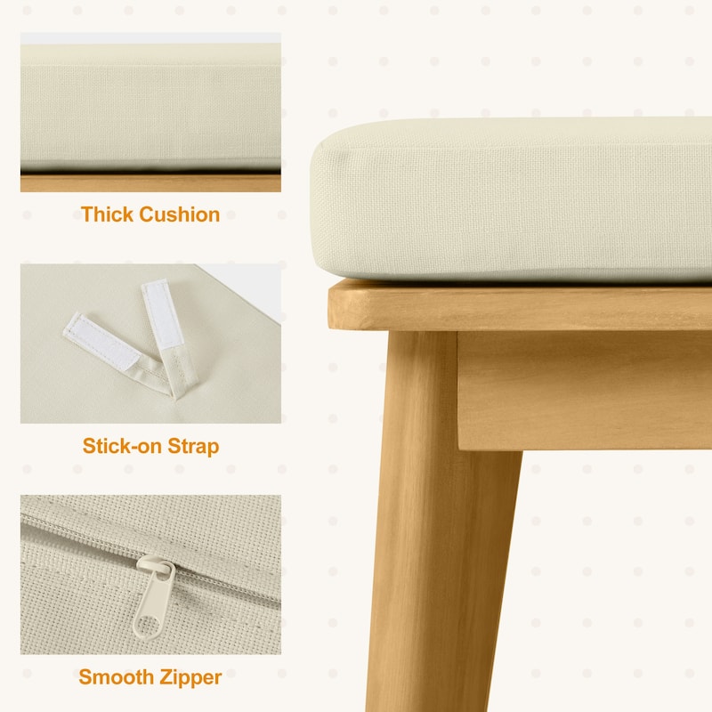 Acacia Patio Dining Bench with 2.36'' Thick Cousion