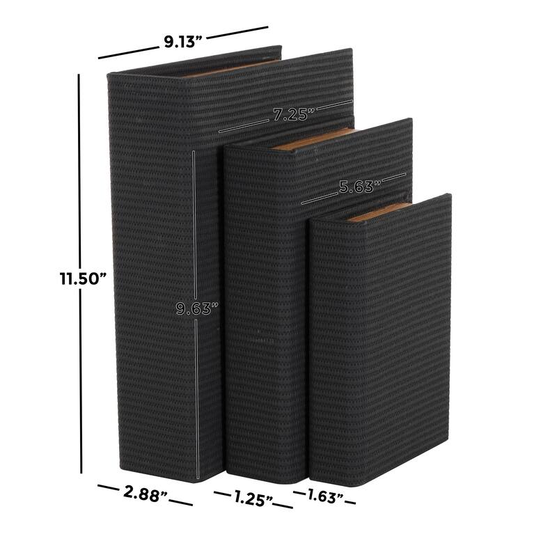 Cream, Black, Copper, Beige or Brown Faux Leather Woven Faux Book Storage Decorative Box (Set of 3)