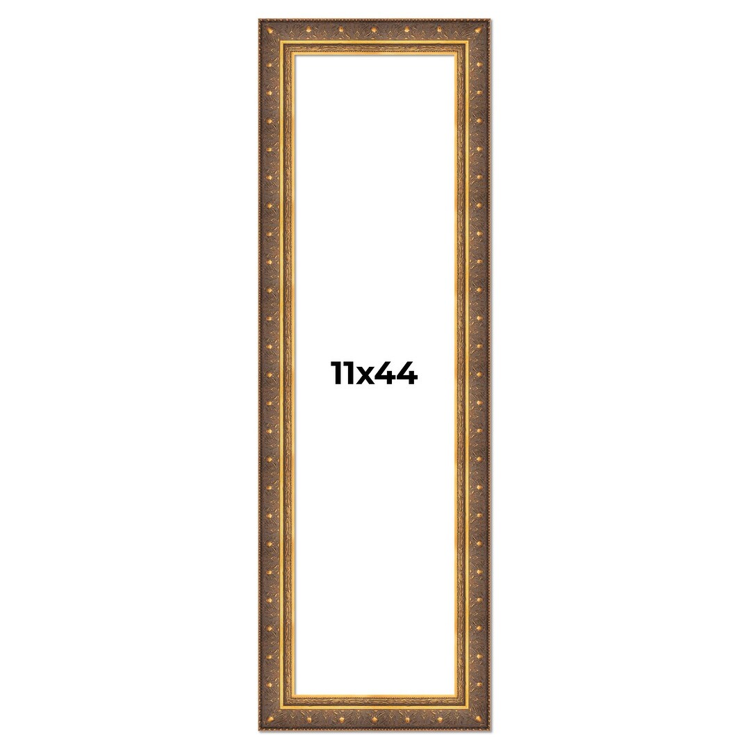 11x44 Frame Gold Real Wood Picture Frame inches Interior Frame Depth 1 inches Museo Bronze Ornate Photo Frame with UV Acrylic