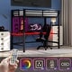 preview thumbnail 6 of 64, Gaming Loft Bed with RGB LED Light & USB Charge Station, Metal Loft Bed Frame w/Built-in Desk & Full-Length Guardrails