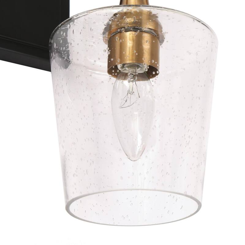 Modern Black Gold 3-Light Bathroom Vanity Light Dimmable Wall Sconces with Wine Glass - 21.5"L X 6.5"W X 12"H