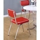 preview thumbnail 2 of 5, Retro Style Red Leatherette and Chrome Base Dining Chairs (Set of 2)