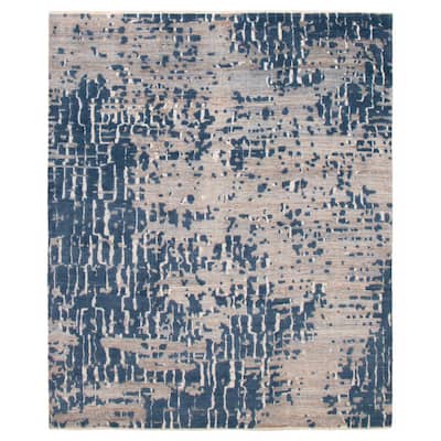 ECARPETGALLERY Hand-knotted Tangier Blue Wool Rug - 8'0 x 9'9