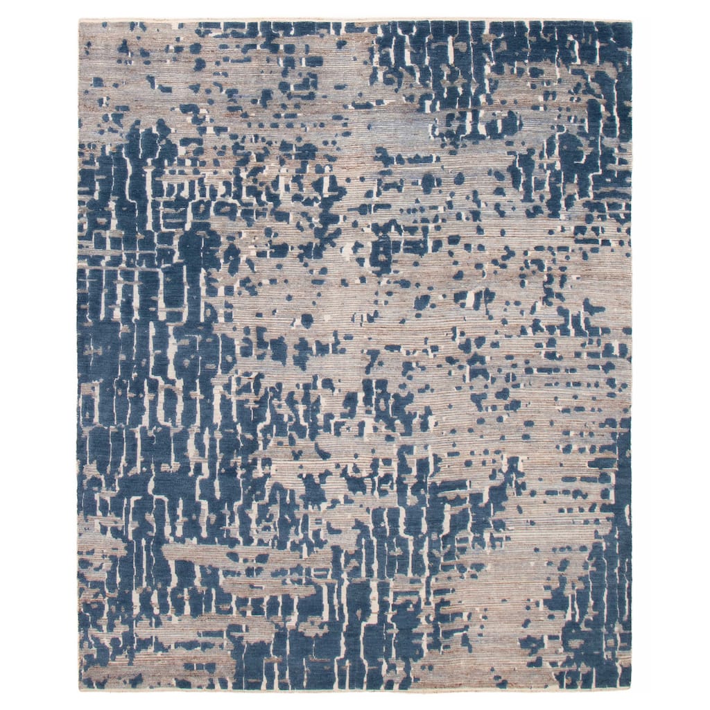ECARPETGALLERY Hand-knotted Tangier Blue Wool Rug - 8'0 x 9'9