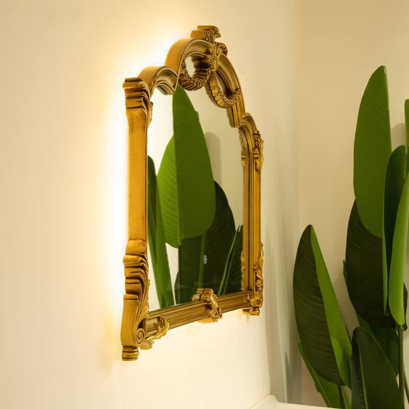 VITI Baroque Revival Ornate Golden Frame PU Mirror - Bathroom, Bedroom, Living Room - Silver