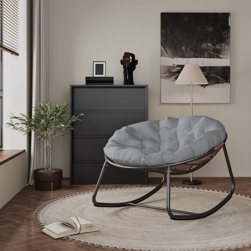 Outdoor Rocking Chair With Polyester Padded Cushion
