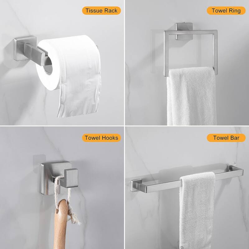 5-Piece Bathroom Hardware Set Wall Mounted Towel Bar Set