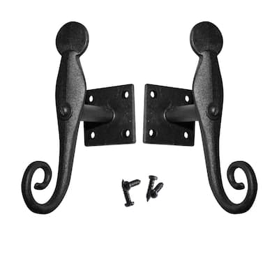 Black Shutter Dog Rat Tail Hand Forged Iron Rustproof Finish Pair Renovators Supply