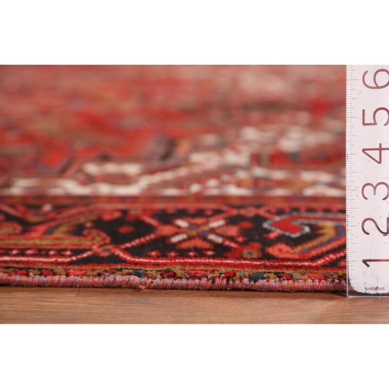 Hand Knotted Oriental 100% Wool Carpet Traditional Medallion Red Heriz Area Rug - 11' 0'' X 7' 3''
