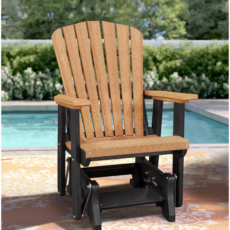 33 in. W and 300 lb Seating Capacity Wood Outdoor Glider in Black HDPE Frame Material
