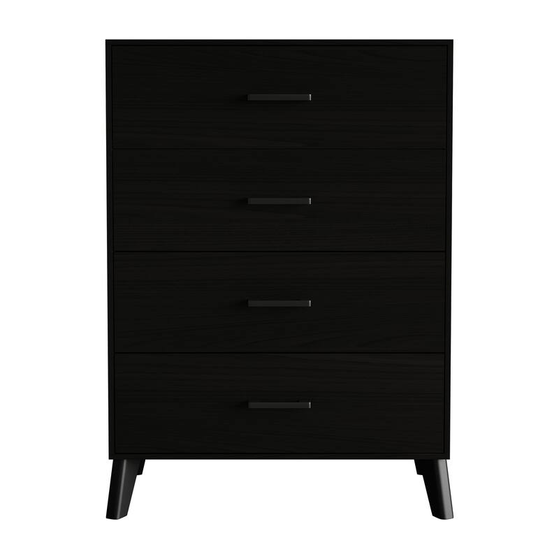CraftPorch Classic Style 4-Drawers Wooden Chest - Black