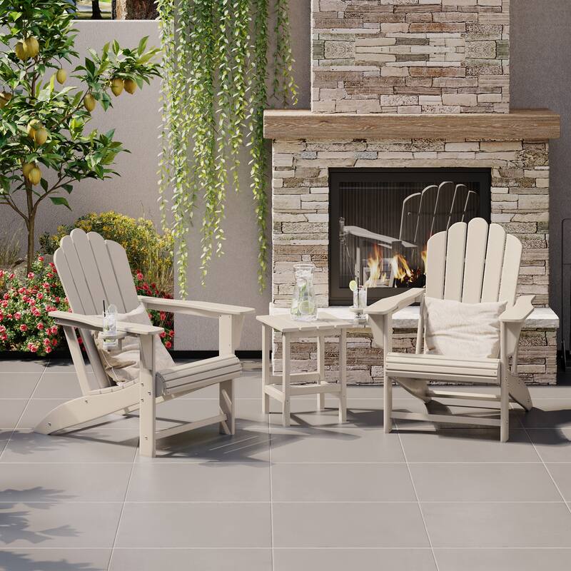 Aderson Outdoor Poly Adirondack Chair with Side Table 3-Piece Set
