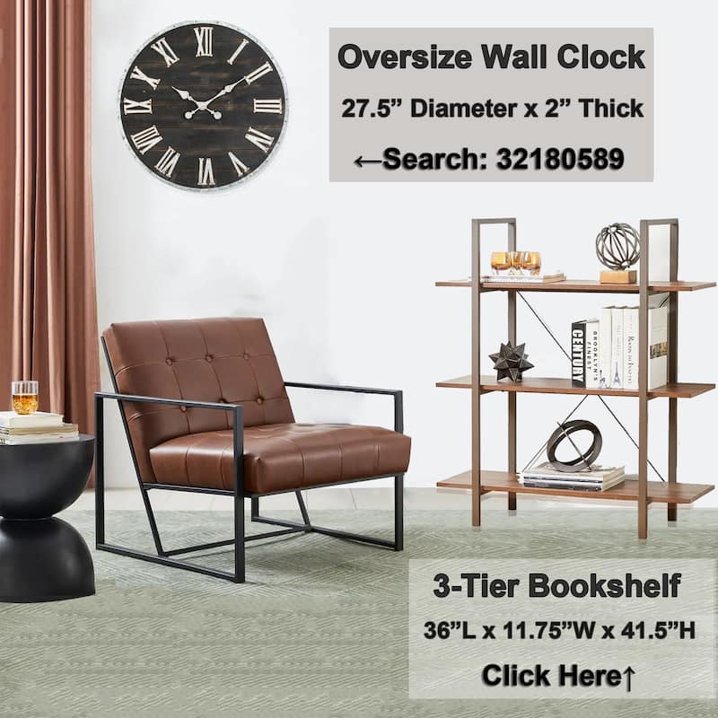 Glitzhome 29.50"W Mid-Century PU Leather Tufted Accent Chair - 29.5"W x 30.5"H x 29.25"D