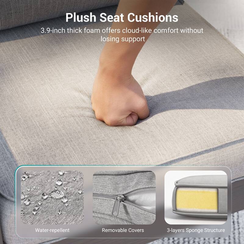 HIPS Outdoor Sofa Set with 3.9 Inch Cushions & Ottoman (Set of 5)