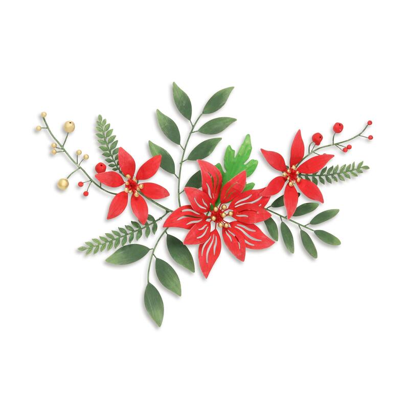 Clara Holiday Poinsettia Metal Floral Arrangement
