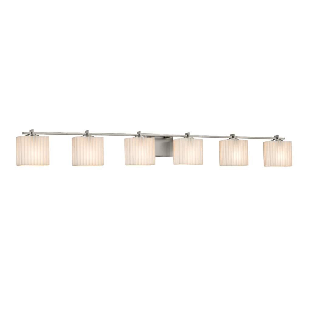 Justice Design Porcelina Era 6-light Brushed Nickel Bath Bar, Rectangle Pleats Impressions