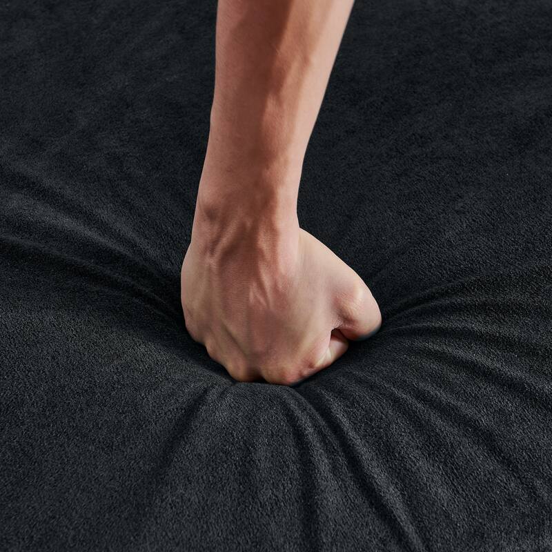 Roomfitters Modern Chenille Pull-Out Bed Sofa with Retractable Table, LED Lighting, USB Ports and Cup Holders