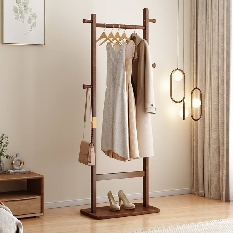 Solid Wood Coat Rack in Walnut - Space-Saving Design for Bedroom, Entryway & Living Room