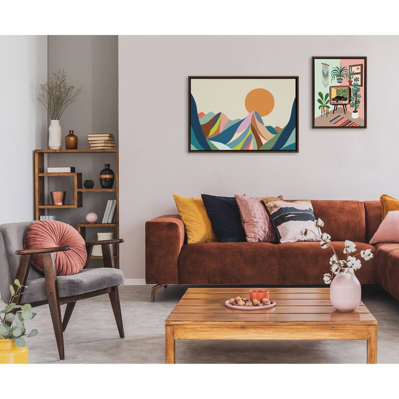 Kate and Laurel Sylvie Mountains Crop Framed Canvas by Rachel Lee