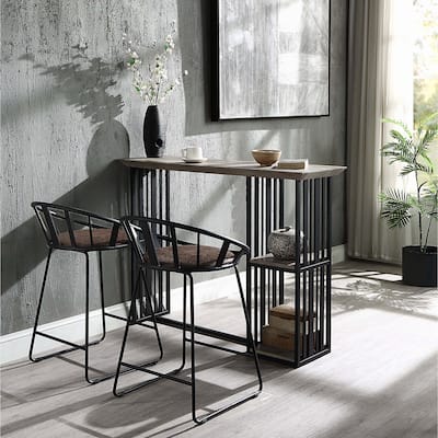 Oak and Sandy Black 2-Shelf Counter Height Table