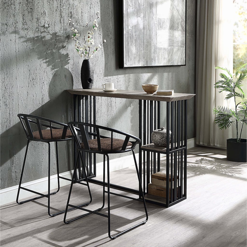 Oak and Sandy Black 2-Shelf Counter Height Table