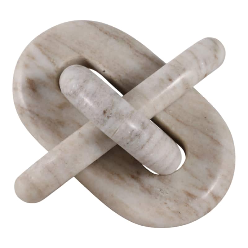 Stone Marble Modern Sculptural Decorative Object Interlocking Design - 6" x 6" x 6"