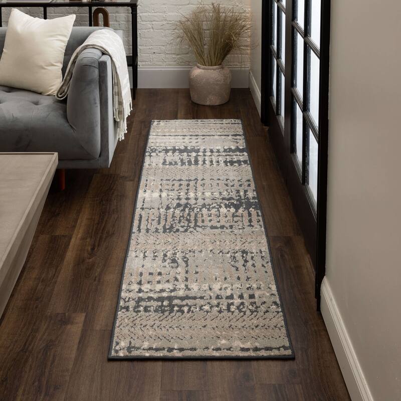 Mohawk Home Gaillard Abstract Distressed Stripe Area Rug