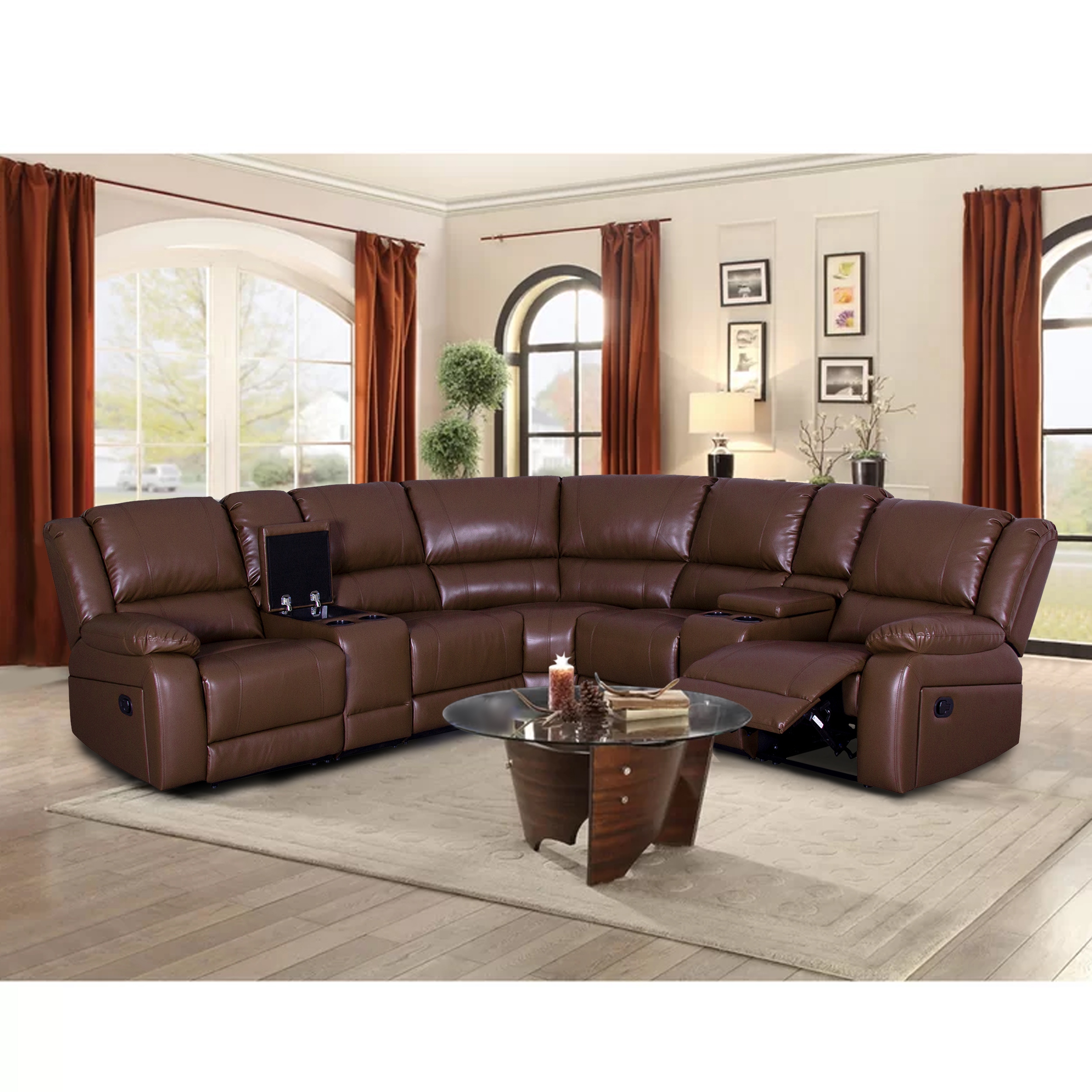 Modern sectionals with recliners sale