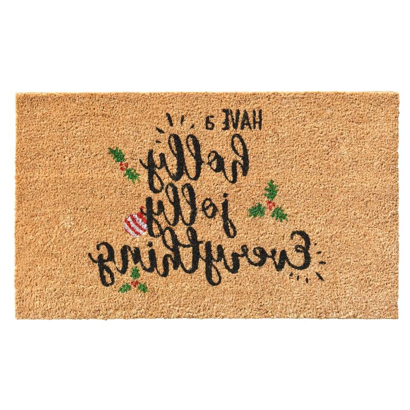 HomeRoots 17" X 29" Brown Black And Green Christmas Outdoor Coir Door Mat - 17.00' X '29.00