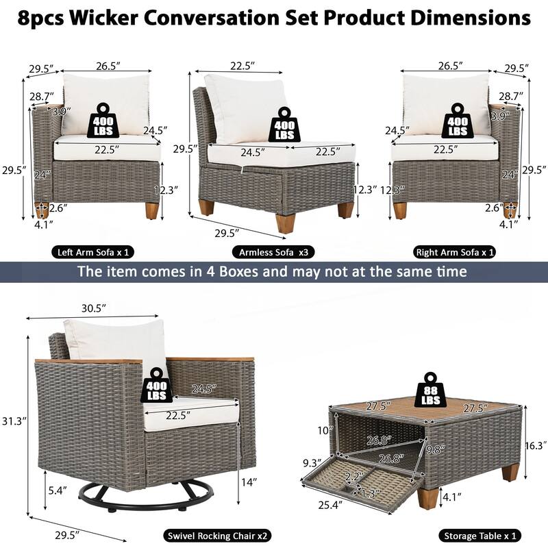 8-Piece Wicker Outdoor Patio Furniture Set